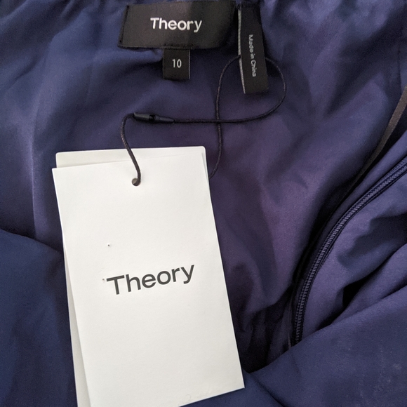 THEORY Dress Navy Summer Lace Crepe Halter Navy Blue Lined 10 - Picture 8 of 9